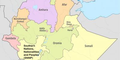 Региональных государств Эфиопии карте