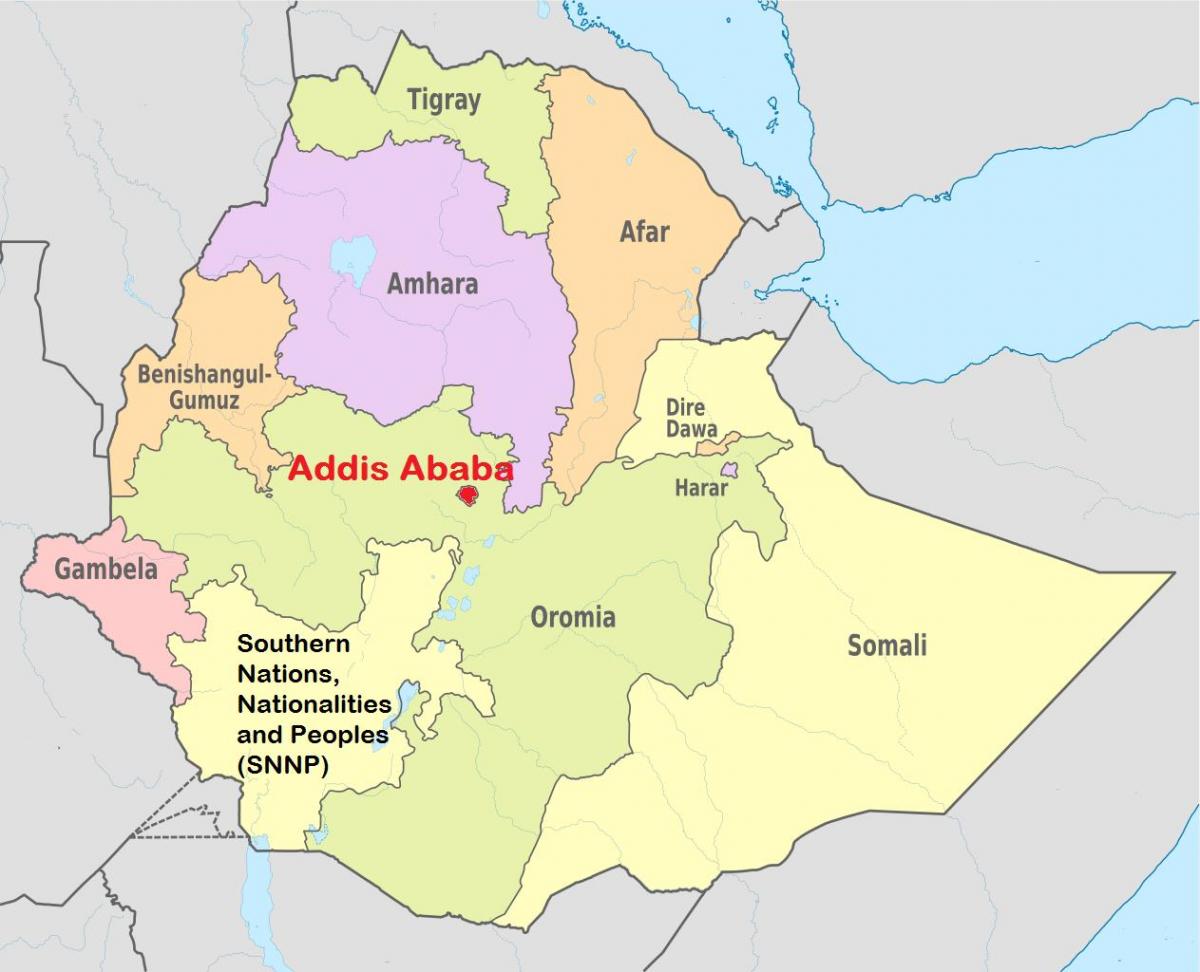 Аддис-абеба, Эфиопия на карте мира 