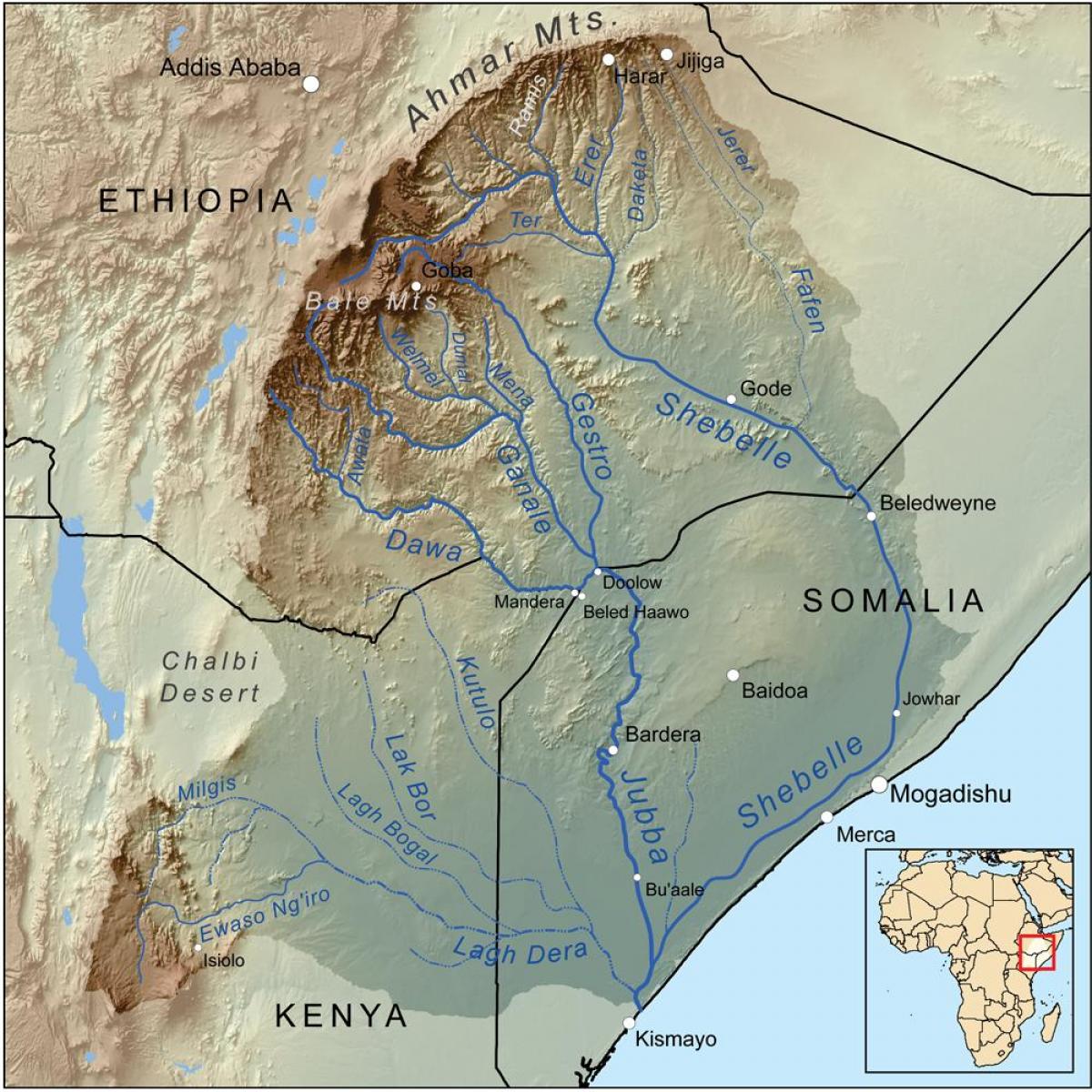 карта Эфиопской реки
