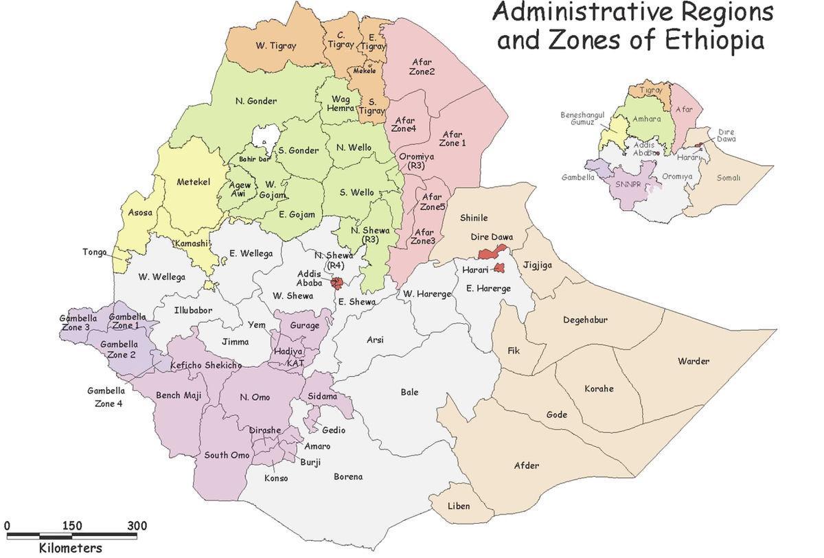 Вореда Эфиопии карте