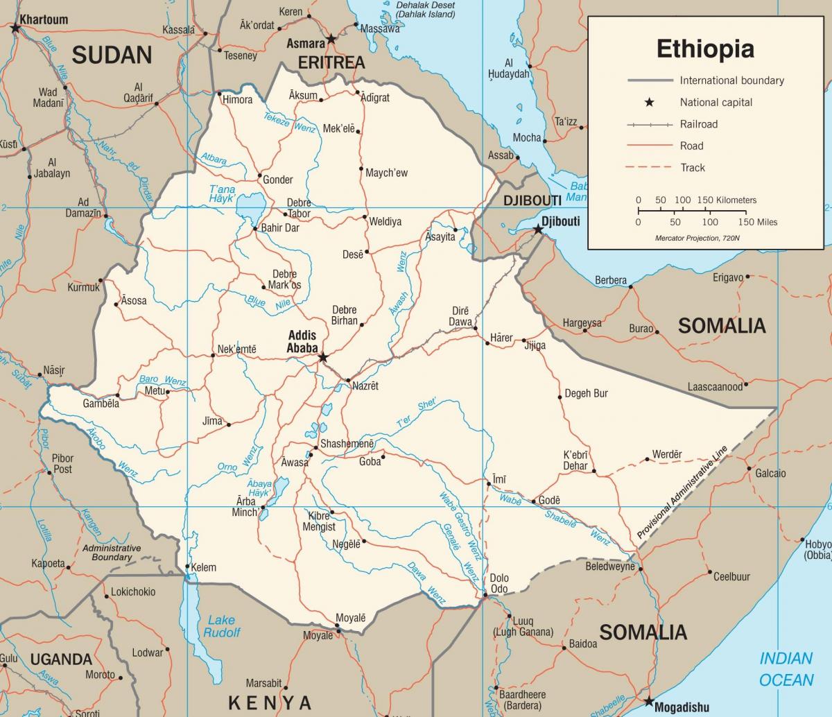 новый Эфиопии карте