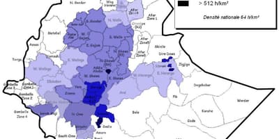 Плотность населения Эфиопии карте